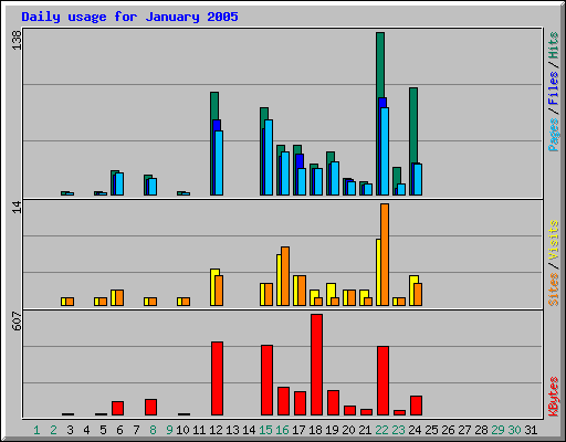 Daily usage for January 2005